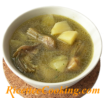 Zuppa di patate, carciofi e topinambur